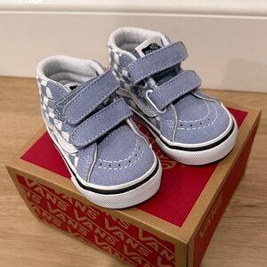 Vans Kids Light Blue Checkerboard Sneakers